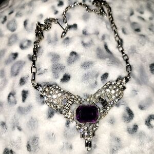 Gorgeous Art Deco Style Park Lane Fuchsia Clear Rhinestone Necklace